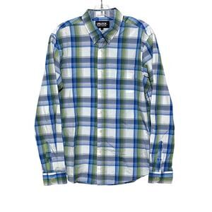 Unlock Blue Green White Plaid Button Down Long Sleeve Shirt Mens Large L
